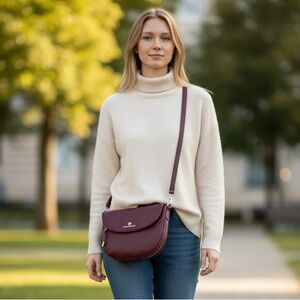 Vince Camuto Wine Leather Crossbody